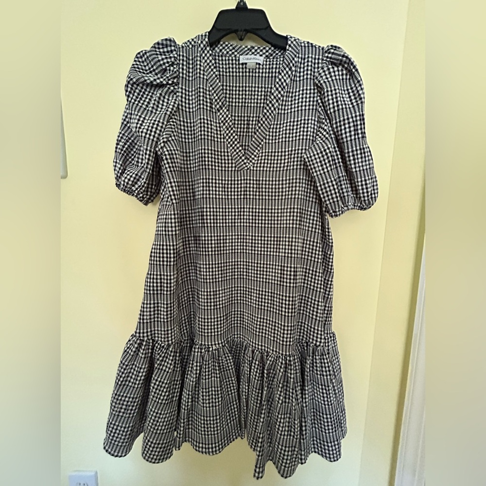 Calvin Klein Black and White Checkered Dress